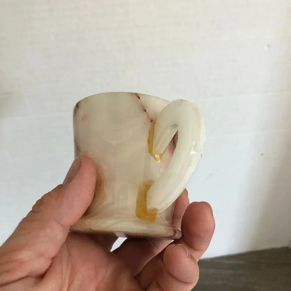 Vtg Banded Onyx Teacup with Saucer - Picture 3 of 12